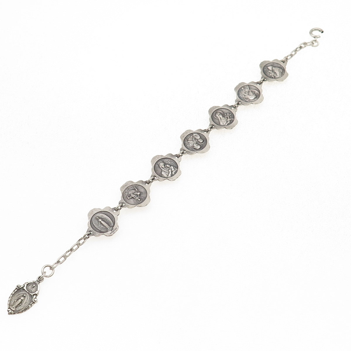 HMH Religious 925 Sterling Antique Art Deco Rose Bracelet 7.75" (missing lock)