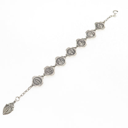HMH Religious 925 Sterling Antique Art Deco Rose Bracelet 7.75" (missing lock)