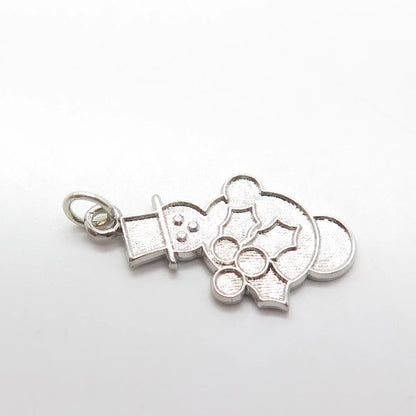 925 Sterling Silver Vintage Snowman Charm Pendant