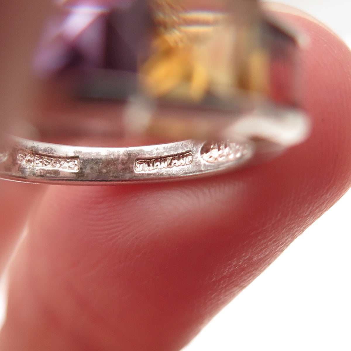 925 Sterling Vintage Real Amethyst Blue Topaz Peridot Citrine Garnet Ring Size 6