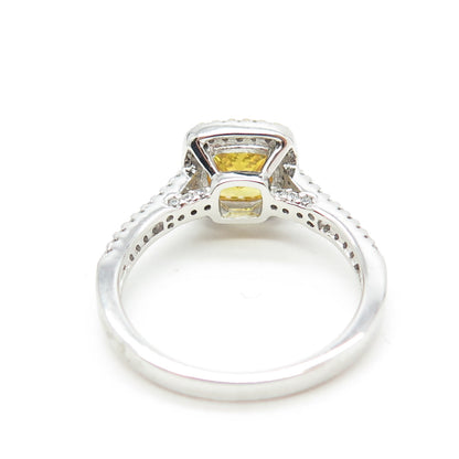 925 Sterling Silver White & Yellow C Z Ring Size 7.25