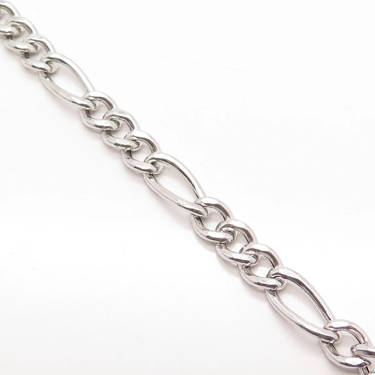 925 Sterling Silver Italy BSI Figaro Link Bracelet 8.5"