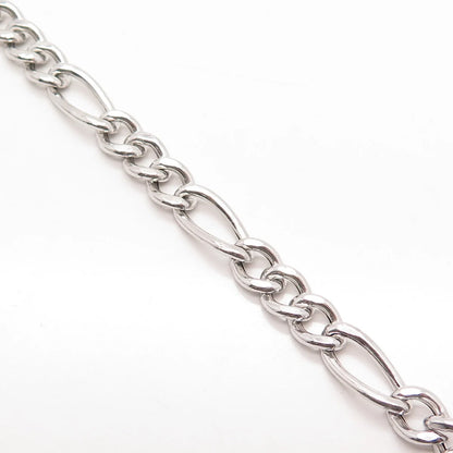 925 Sterling Silver Italy BSI Figaro Link Bracelet 8.5"