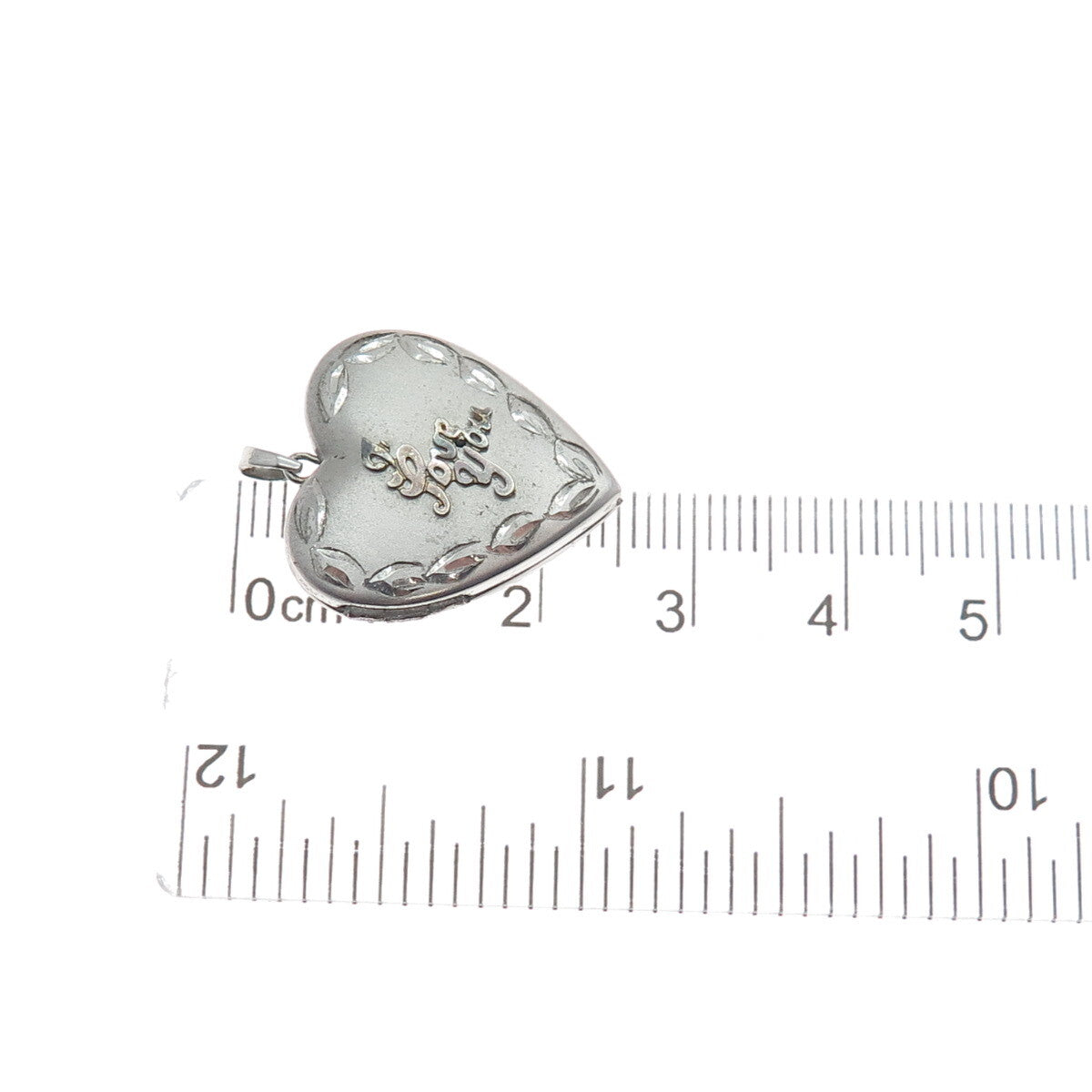 TRU-KAY 925 Sterling Silver Vintage "I Love You" Heart Locket Charm Pendant