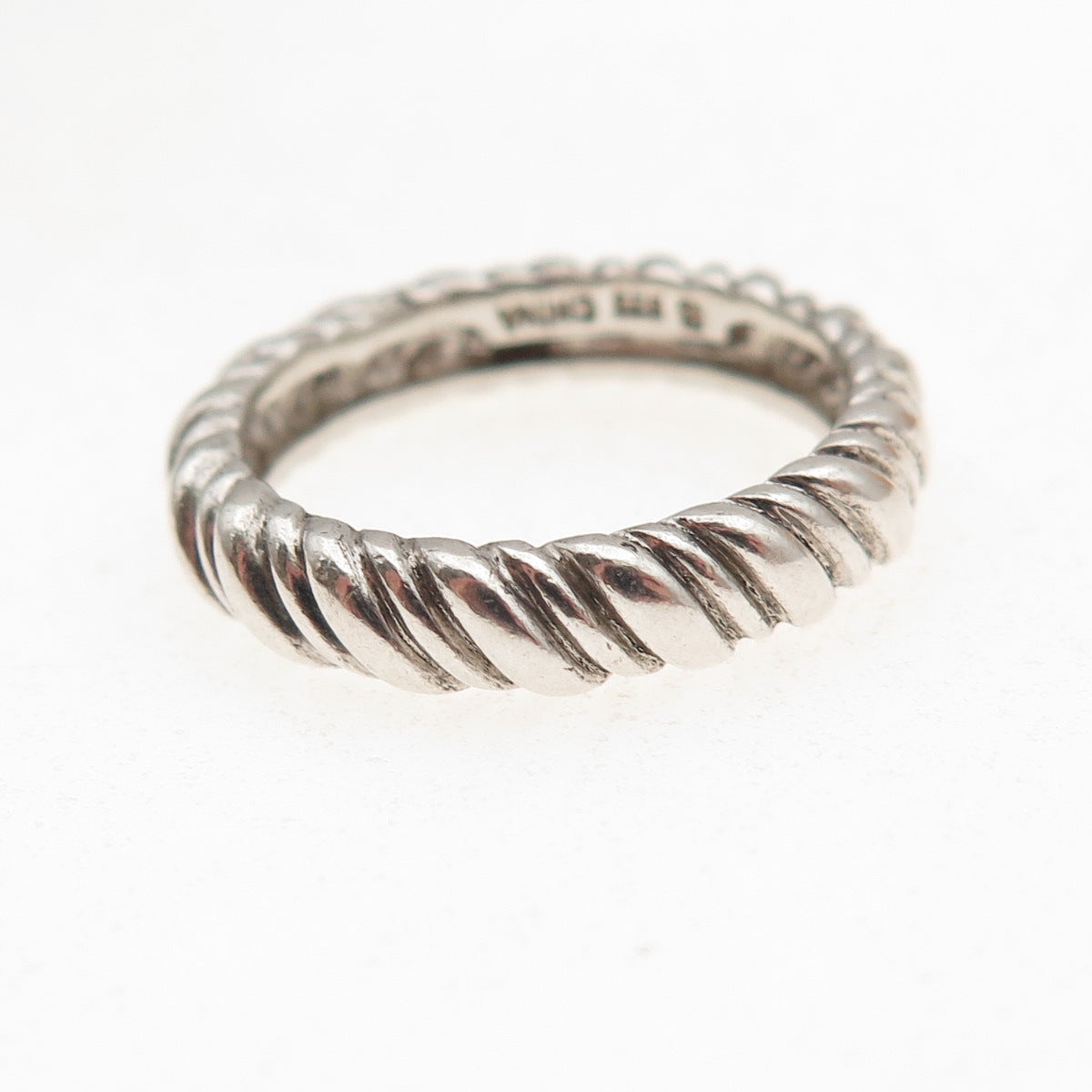 Ross Simons 925 Sterling Silver Vintage Ribbed Oxidized Band Ring Size 7