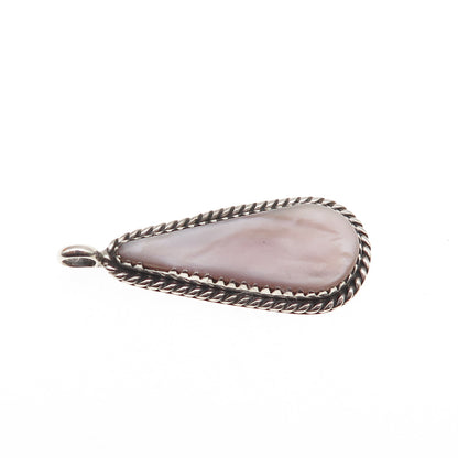 Old Pawn 925 Sterling Silver Vintage Southwestern MOP Teardrop Charm Pendant