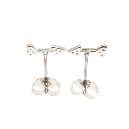 925 Sterling Silver Round-Cut C Z Cupid Arrow Stud Earrings