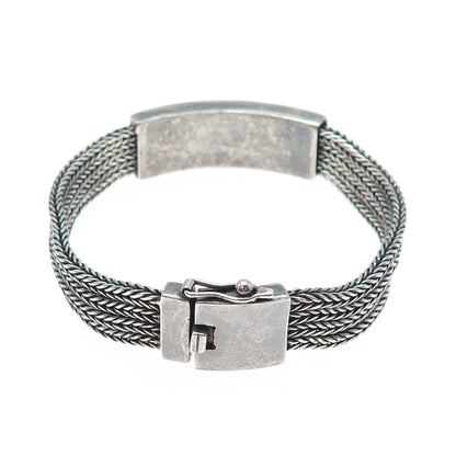 925 Sterling Silver Vintage Floral Scroll Oxidized Spiga Link Bracelet 7.75"