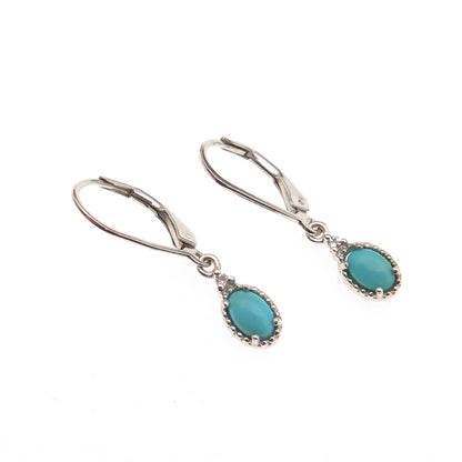 925 Sterling Silver Real Sleeping Beauty Turquoise Dangle Earrings