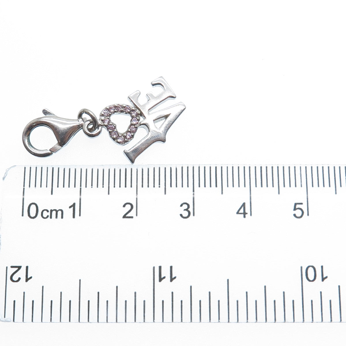 925 Sterling Silver Round-Cut C Z Love Lobster Lock Charm Pendant
