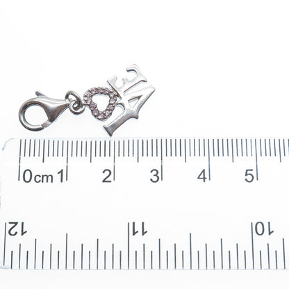 925 Sterling Silver Round-Cut C Z Love Lobster Lock Charm Pendant