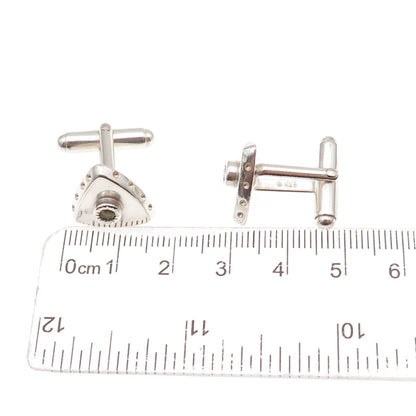 Romany Starrs 925 Sterling Silver Vintage Real Peridot Modernist Cufflinks