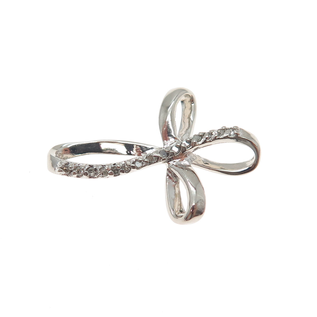 CHARLES WINSTON 925 Sterling Silver Real Round-Cut Diamond Cross Charm Pendant