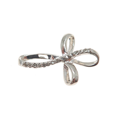 CHARLES WINSTON 925 Sterling Silver Real Round-Cut Diamond Cross Charm Pendant