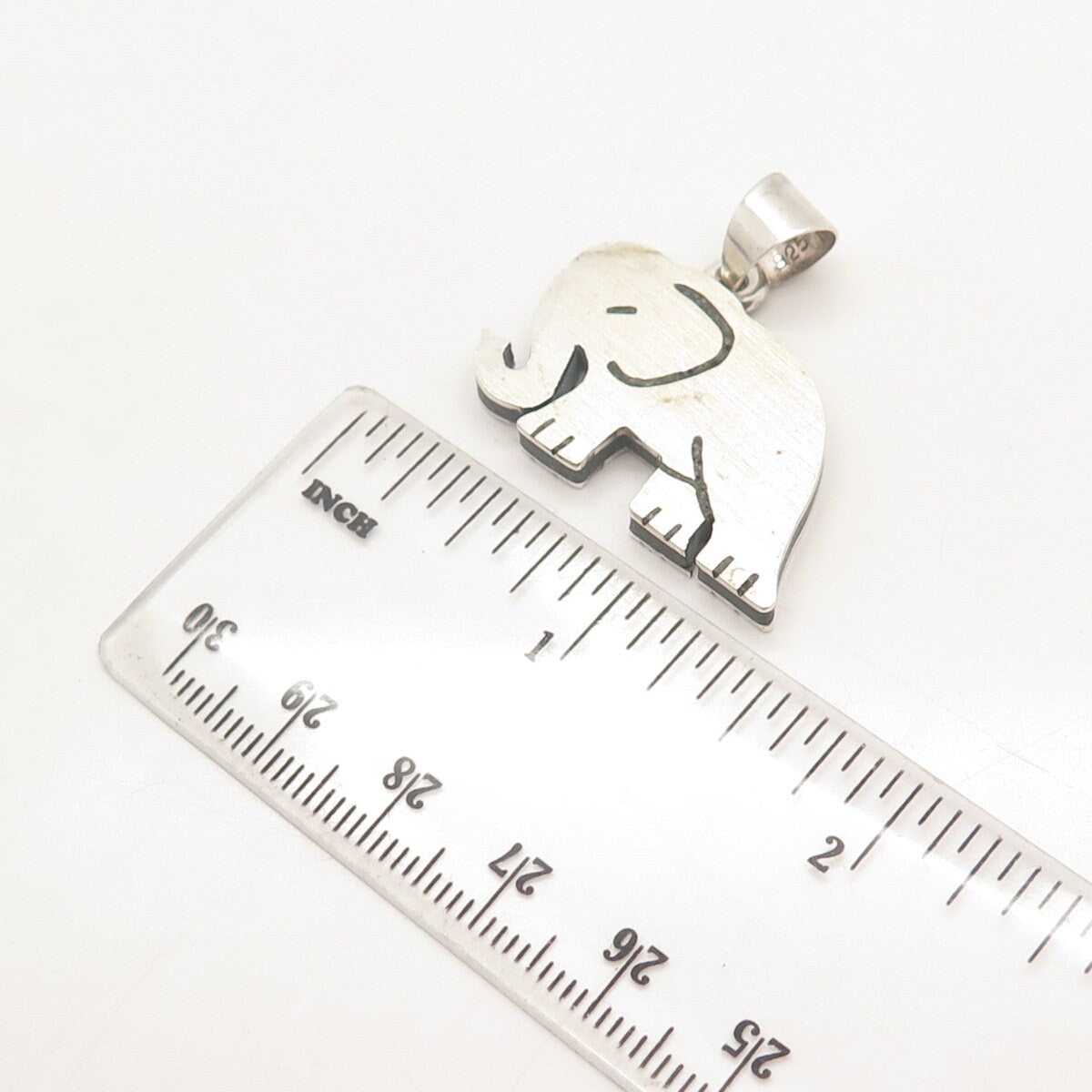 925 Sterling Silver Vintage Mexico MA ISABEL Real Howlite Gem Elephant Pendant