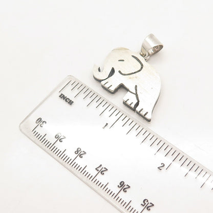 925 Sterling Silver Vintage Mexico MA ISABEL Real Howlite Gem Elephant Pendant
