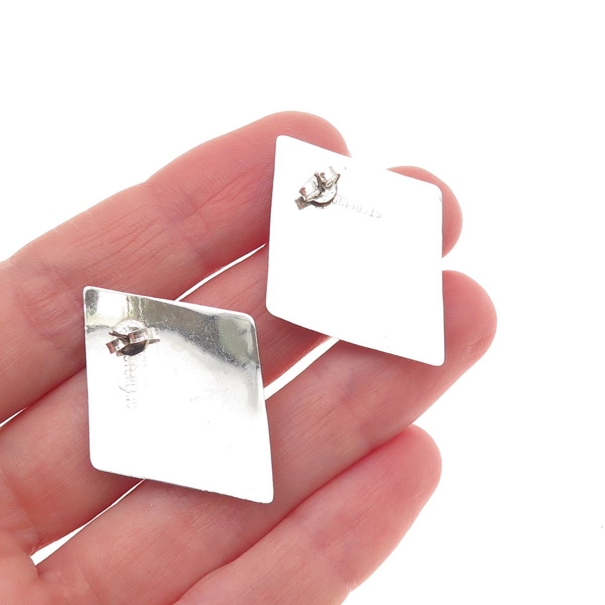 Old Pawn 925 Sterling Silver Vintage Southwestern Black Onyx Tribal Earrings