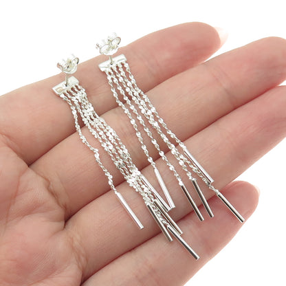 925 Sterling Silver Singapore Chain Dangling Earrings