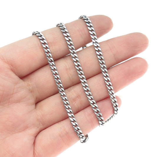 925 Sterling Silver Vintage Cuban Chain Necklace 24"