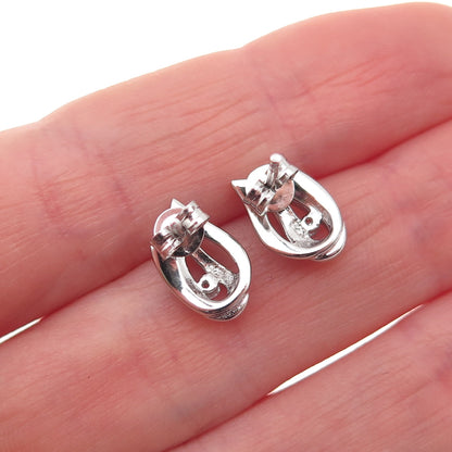 925 Sterling Silver Round-Cut C Z Flame Stud Earrings