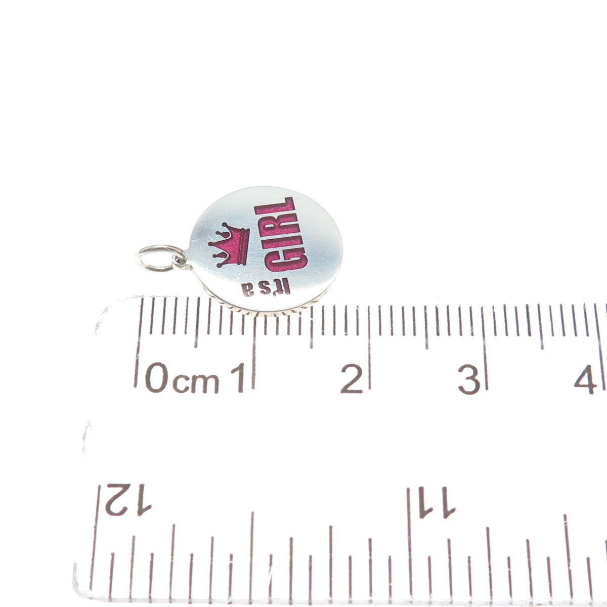 925 Sterling Silver Purple Pink Enamel It's A Girl Crown Minimalist Pendant