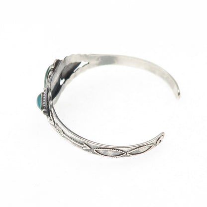 Old Pawn 925 Sterling Silver Vintage Kingman Turquoise Adjustable Bracelet 6.25"