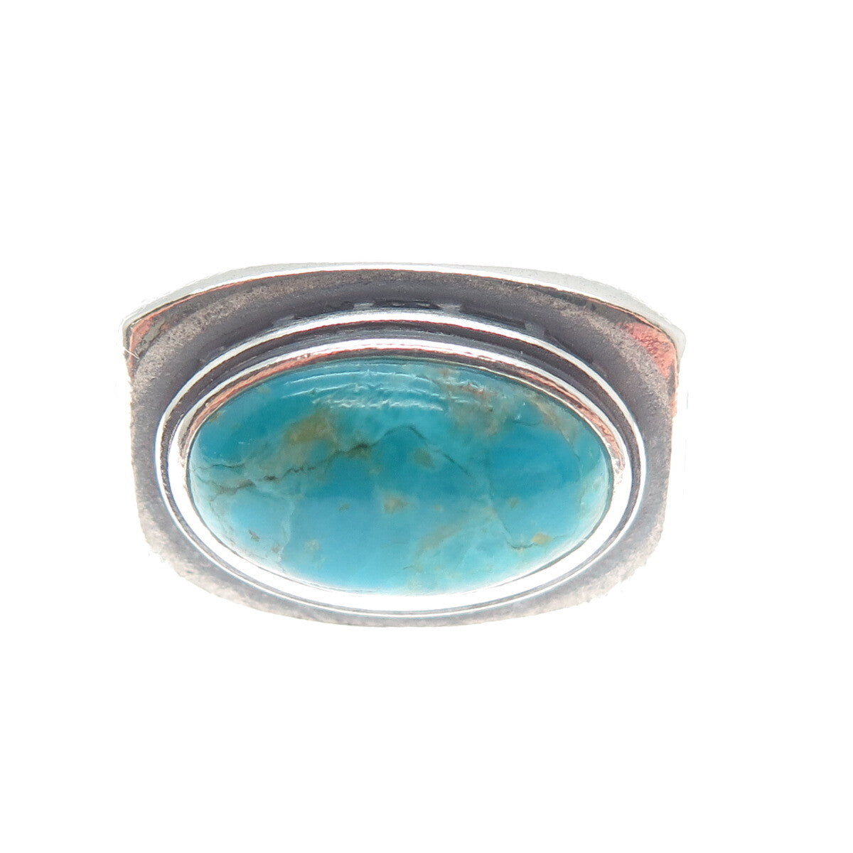 DESERT WIND 925 Sterling Silver Southwestern Turquoise Modernist Ring Size 10