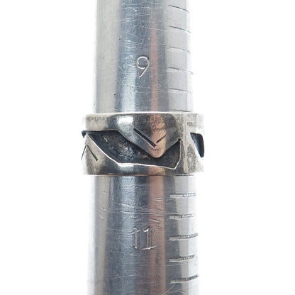 925 Sterling Silver Vintage Mexico Zig Zag Oxidized Band Ring Size 10.25