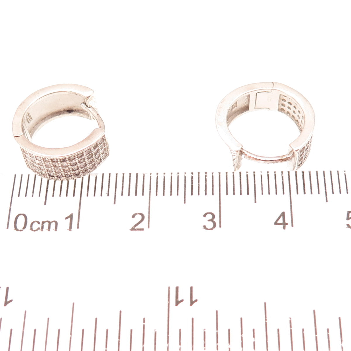 925 Sterling Silver Round-Cut C Z Hoop Earrings