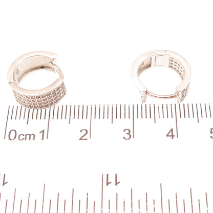 925 Sterling Silver Round-Cut C Z Hoop Earrings