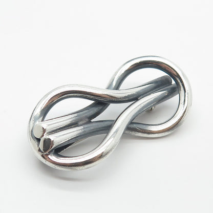 925 Sterling Silver Vintage Mexico Modernist Loop Pin Brooch