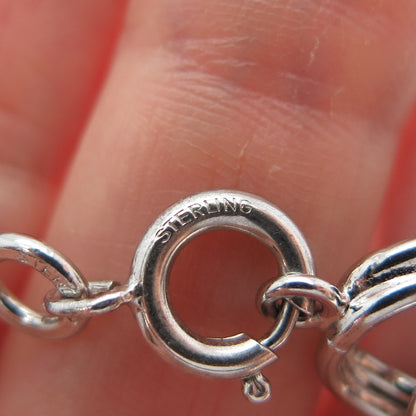 925 Sterling Silver Vintage Modernist Twisted Multi-Circle Link Bracelet 6.75"