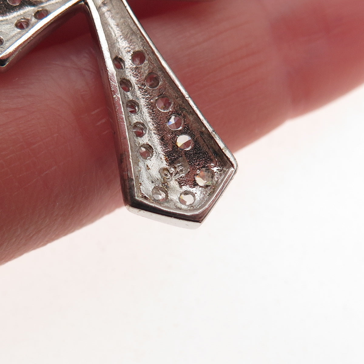 925 Sterling Silver Round-Cut C Z Cross Charm Pendant