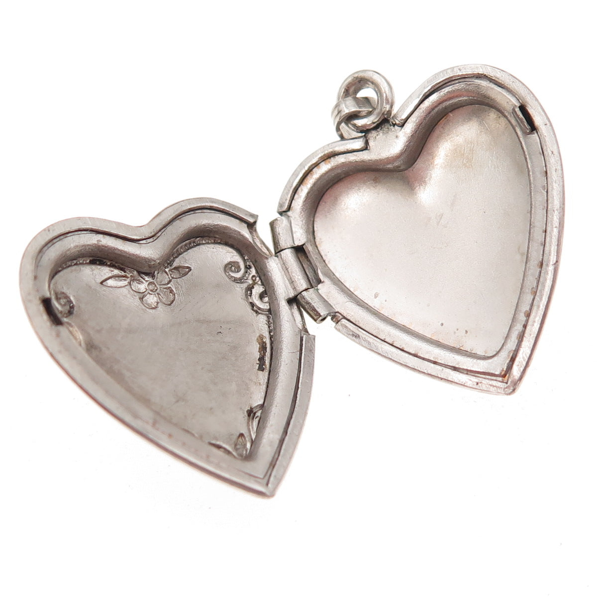 925 Sterling Silver Vintage Floral Locket Heart Charm Pendant