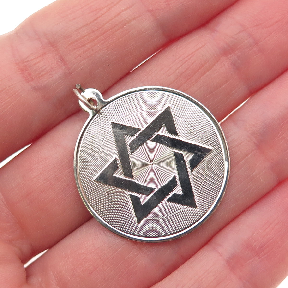 925 Sterling Silver Vintage Star of David Judaica Charm Pendant
