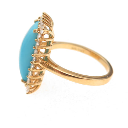 D'Joy 925 Sterling Silver Gold Plated Real Turquoise & Moissanite Ring Size 8