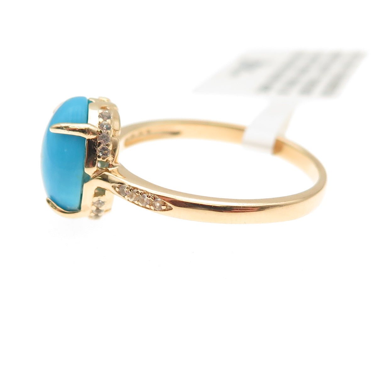 Tehya Oyama Sterling 18K Gold Plated Sleeping Beauty Turquoise Topaz Ring Size 8