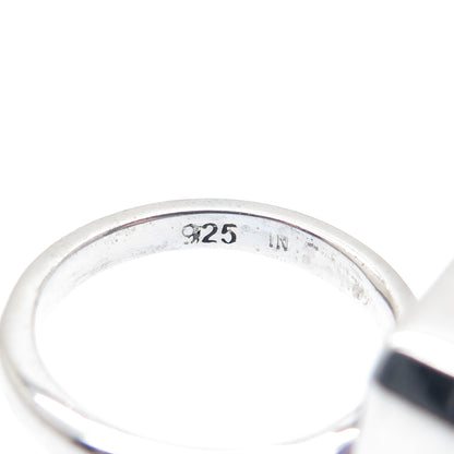 925 Sterling Silver Real Emerald-Cut Amethyst Gemstone Ring Size 6