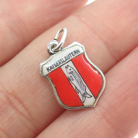 800 Silver Vintage Enamel Coat of Arms Kaiserslautern Charm Pendant