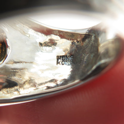 925 Sterling Silver Vintage WW Hong Kong Real Red Jade & Black Onyx Ring Size 6