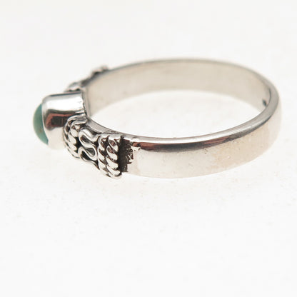 925 Sterling Silver Vintage Real Turquoise Oxidized Ring Size 7.5