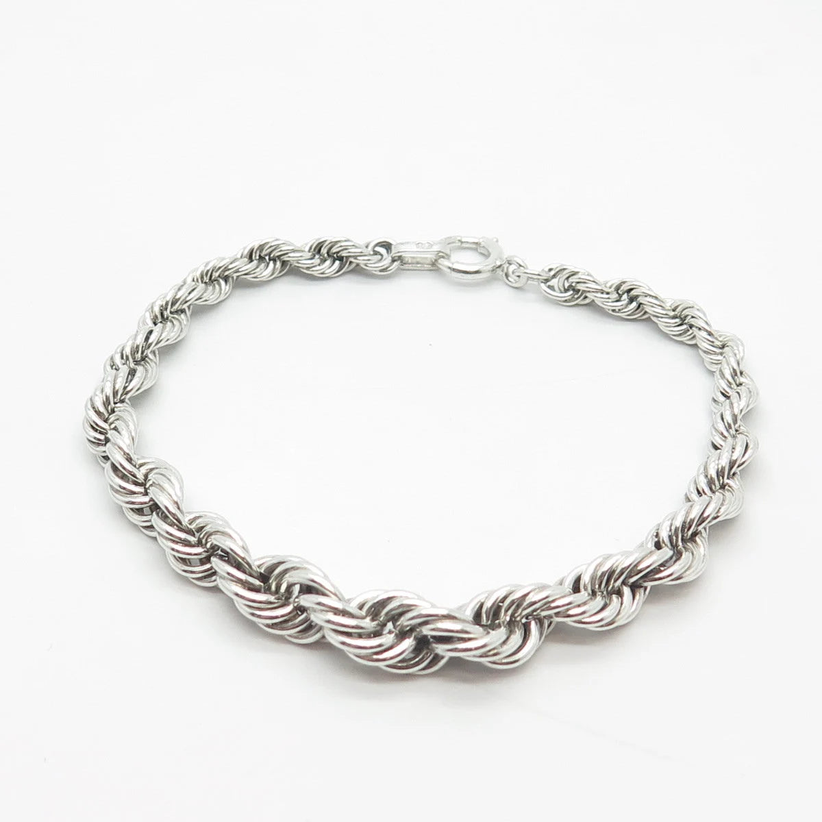 925 Sterling Silver Twisted Rope Link Bracelet 7"