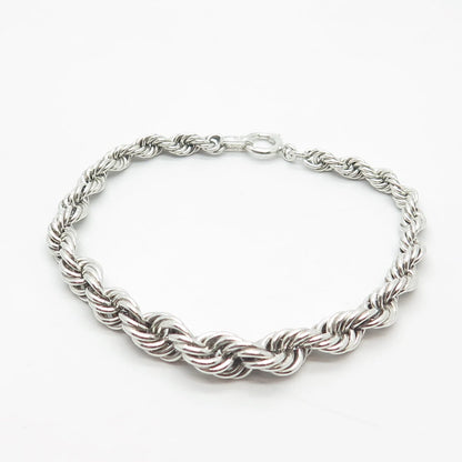925 Sterling Silver Twisted Rope Link Bracelet 7"