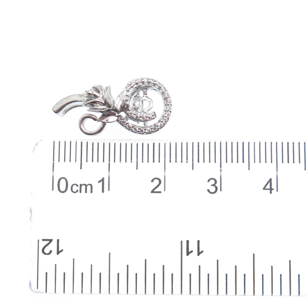 925 Sterling Silver Round-Cut C Z Rose Flower Minimalist Charm Slide Pendant