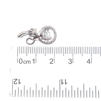 925 Sterling Silver Round-Cut C Z Rose Flower Minimalist Charm Slide Pendant