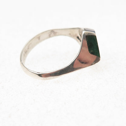 925 Sterling Silver Vintage Mexico Real Turquoise Lapis Modernist Ring Size 6.5