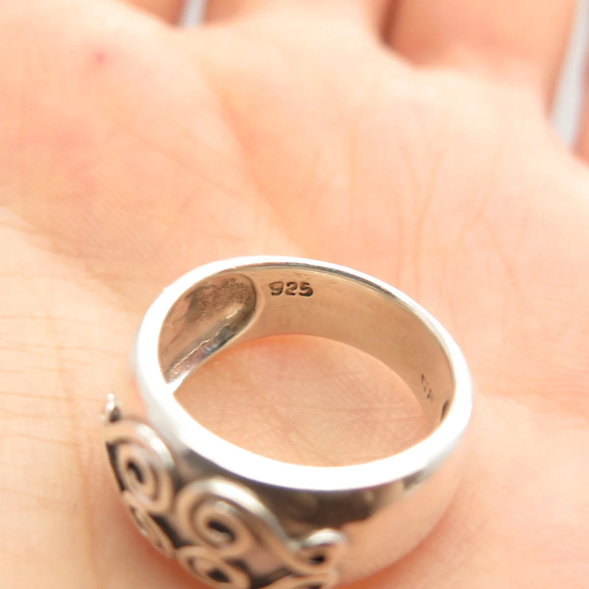 925 Sterling Silver Vintage Swirl Ring Size 6 3/4