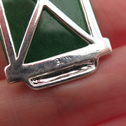 925 Sterling Silver Vintage Real Jade Charm Pendant
