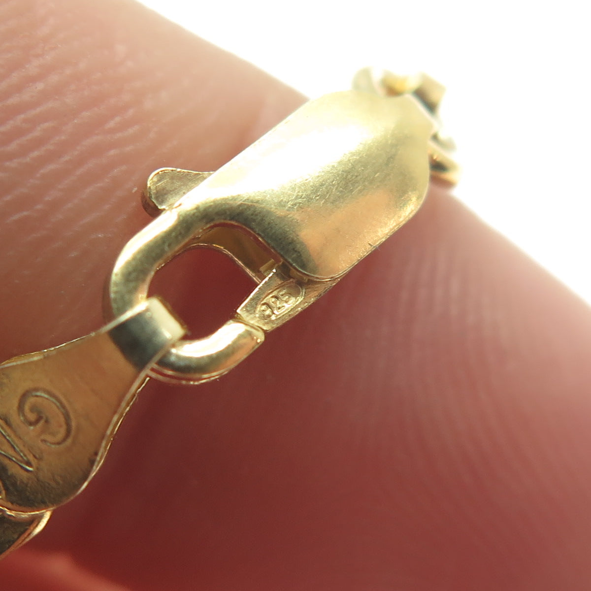 925 Sterling Silver Gold Plated Italy Paperclip Link Bracelet 7.75"