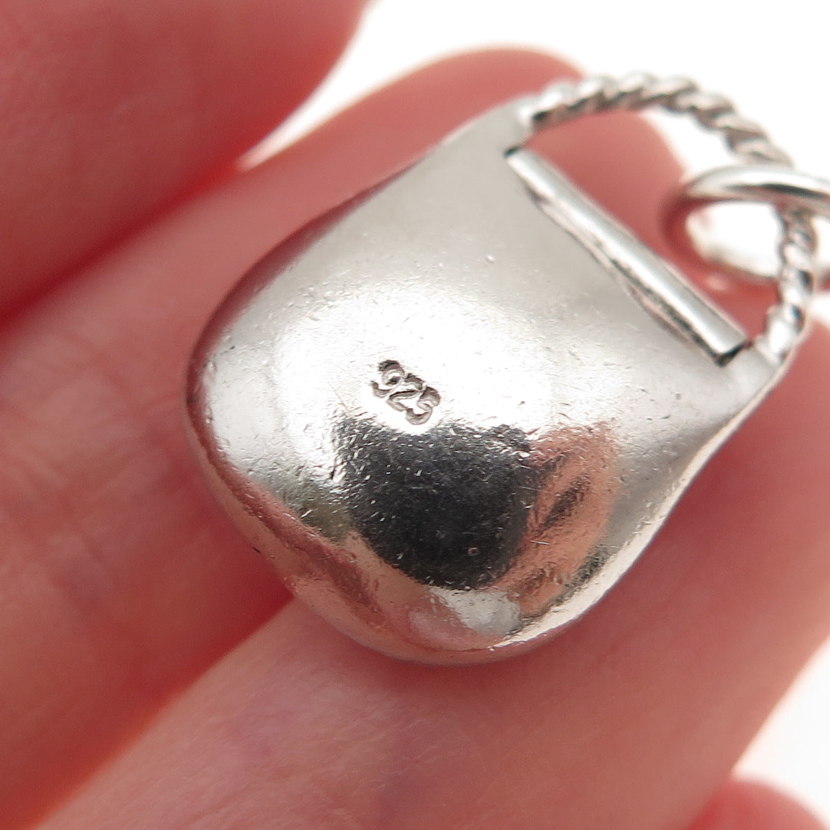 925 Sterling Silver Round-Cut C Z Ladies Purse Charm Pendant